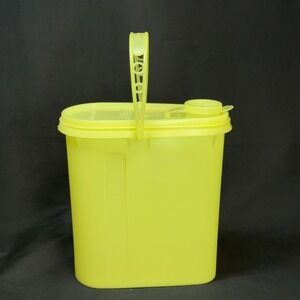 Vintage Tupperware Pitcher Yellow Carry Handle Flip Top Spout USA Retro Oval